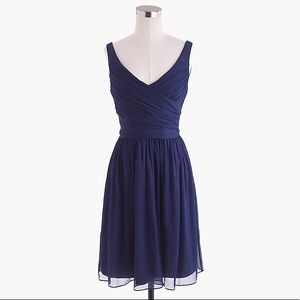 J Crew navy blue silk chiffon dress